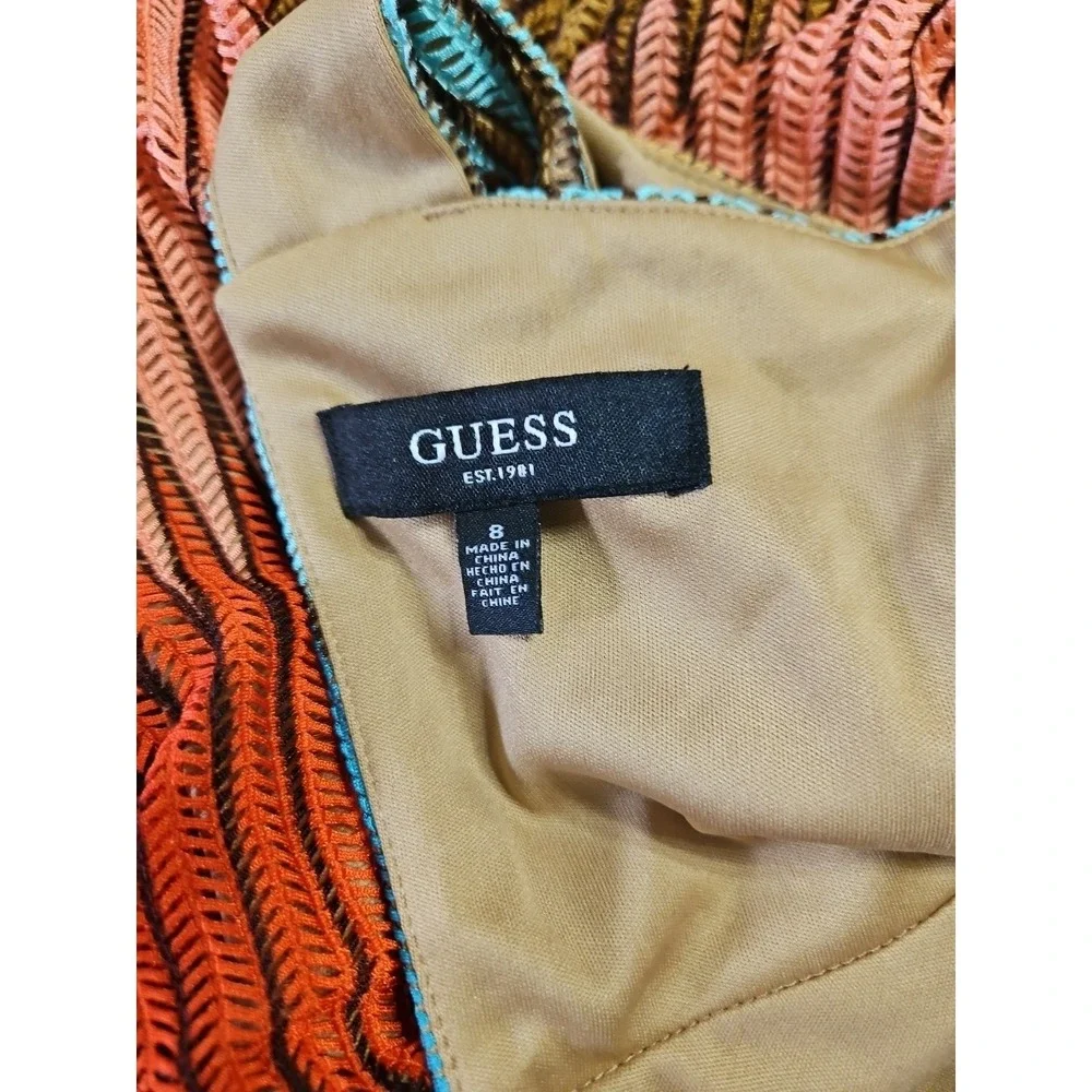 Guess Women's Size 8 Striped Open-Stitch V-Neck Sleeveless Bodycon Midi Dress - Picture 11 of 12